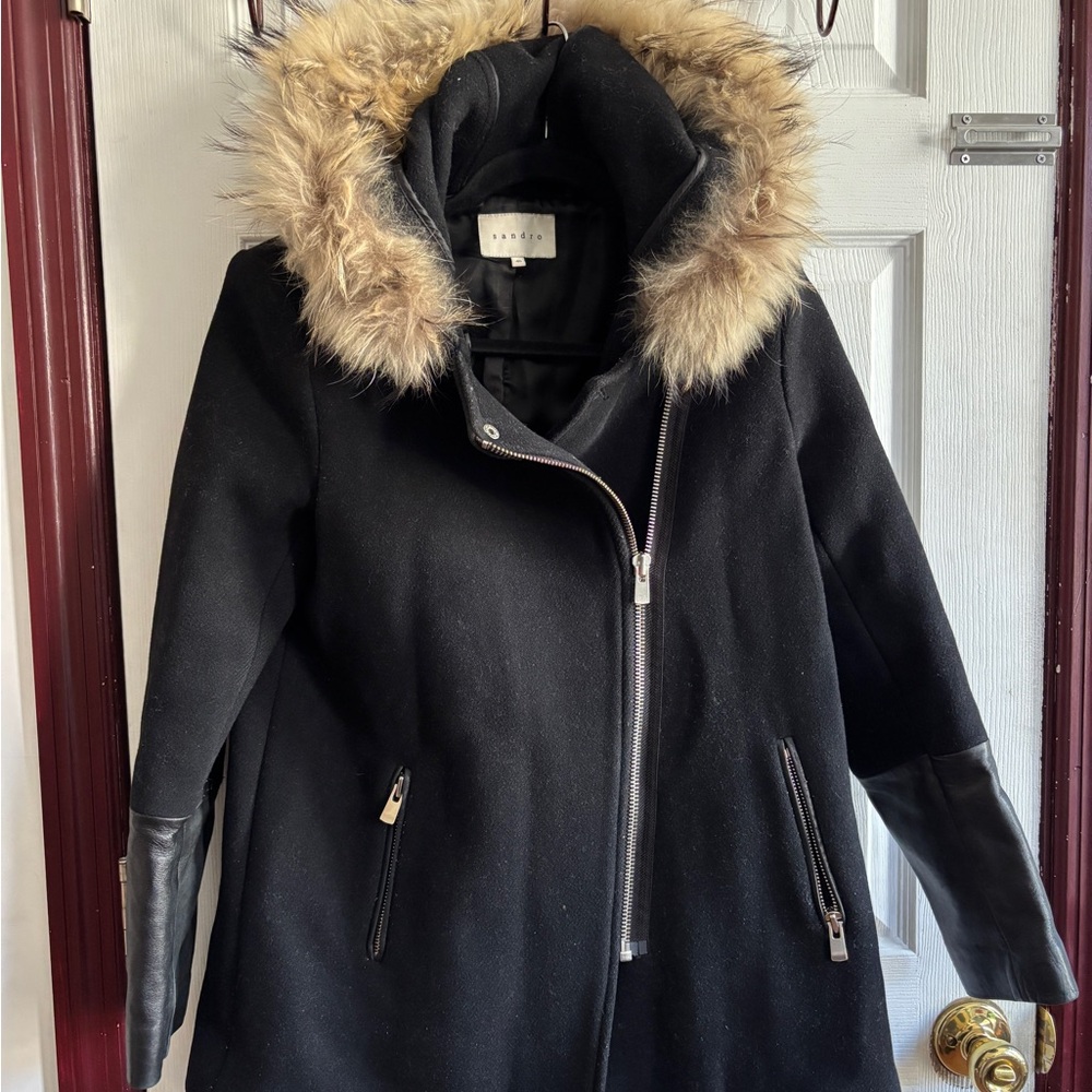 Stylish Black Fur-Trimmed Women's Coat
